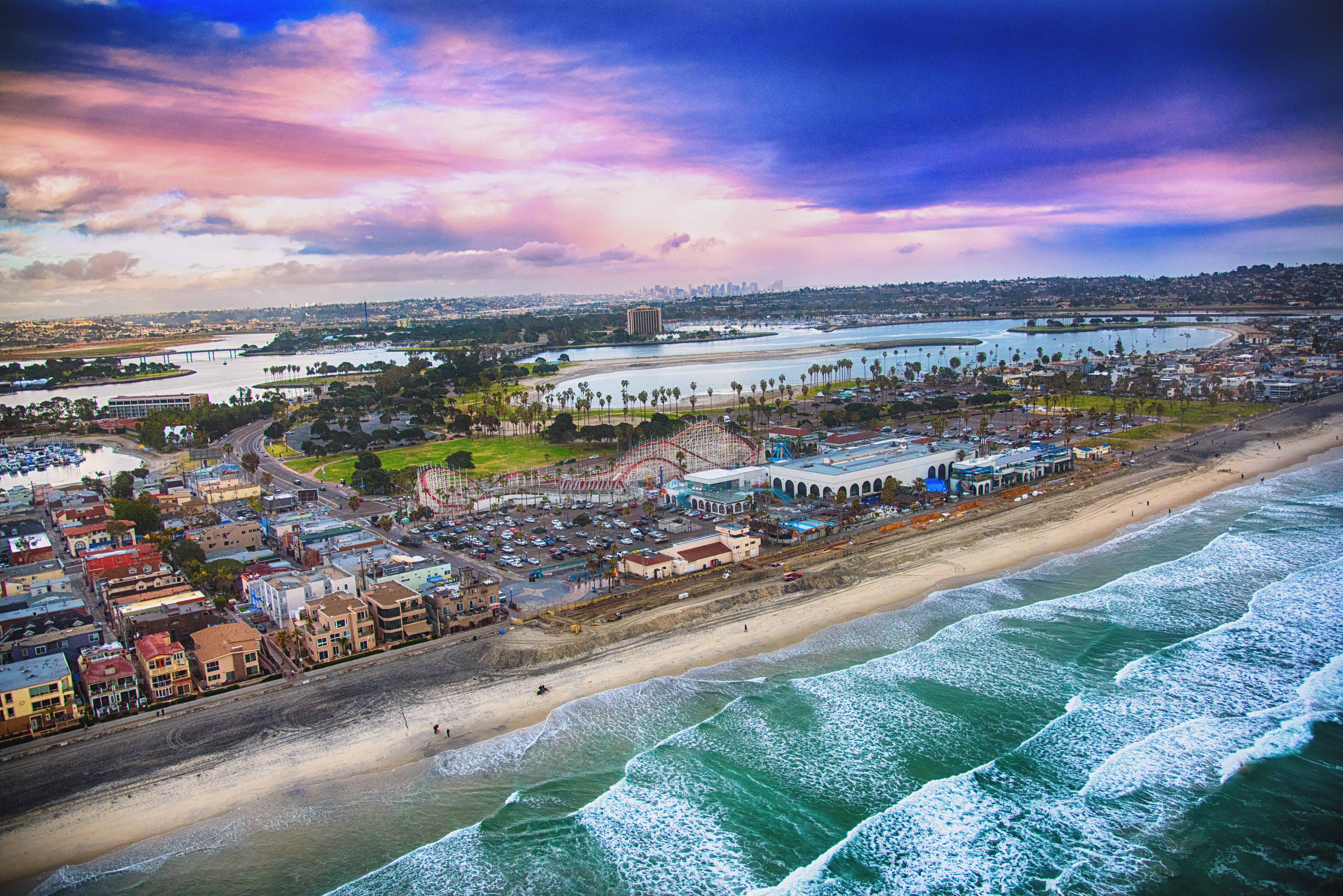 San Diego's Mission Beach Aerial View